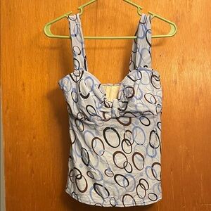 Caribbean Joe Blue and Brown Patterned Swim Camisole